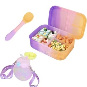 Kids Silicone Lunch Box Set with Water Bottle – Leakproof, Microwave & Dishwashe